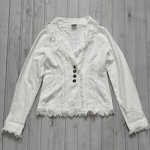White Cotton Embroidered Jacket